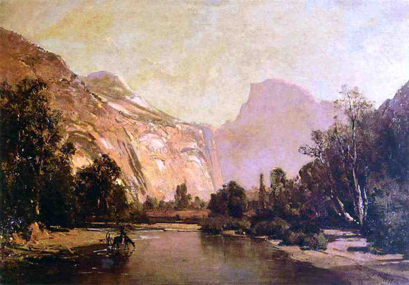  Thomas Hill Piute Indians, Royal Arches and Domes, Yosemite Valley - Art Print