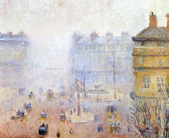  Camille Pissarro Place du Theatre Francais: Foggy Weather - Art Print