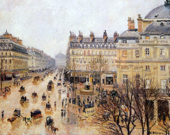  Camille Pissarro Place du Theatre Francais: Rain Effect - Art Print