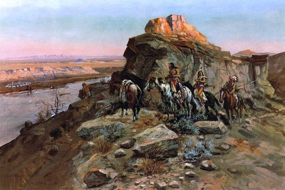  Charles Marion Russell Planning the Attack - Art Print