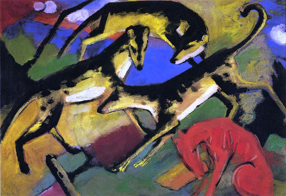  Franz Marc Playing Dogs - Art Print