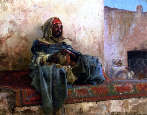  Charles James Theriat Playing the Derbakeh, Biskra - Art Print