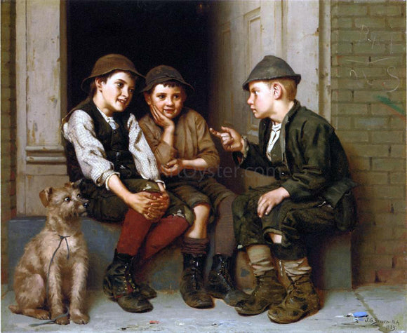  John George Brown Plotting Mischief - Art Print