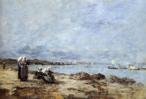  Eugene-Louis Boudin Plougastel, Women Waiting for the Ferry - Art Print