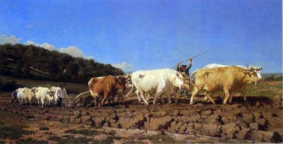  Jules Jacques Veyrassat Ploughing in the Nivernais - Art Print