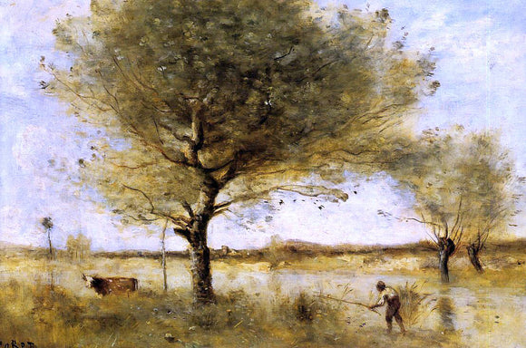  Jean-Baptiste-Camille Corot Pond with a Large Tree - Art Print