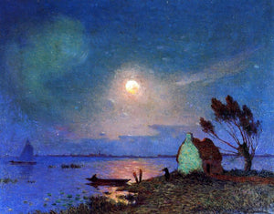  Ferdinand Du Puigaudeau Pont-Aven in the Moonlight - Art Print