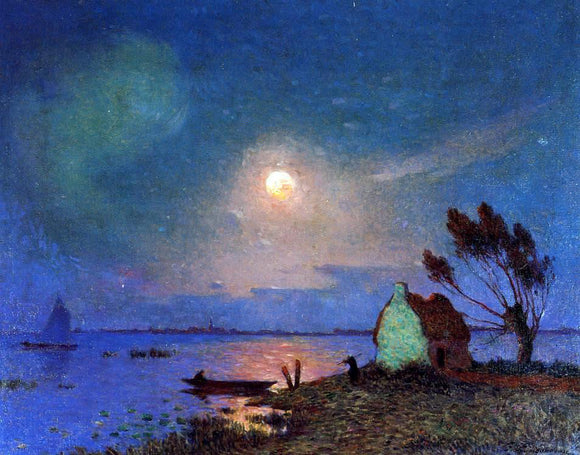  Ferdinand Du Puigaudeau Pont-Aven in the Moonlight - Art Print