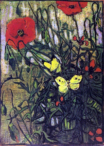  Vincent Van Gogh Poppies and Butterflies - Art Print