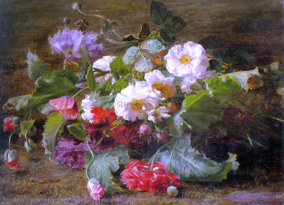  Geraldine Jacoba Van De Sande Bakhuyzen Poppies and Wild Roses - Art Print