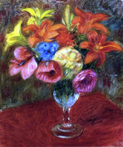  William James Glackens Poppies, Lilies and Blue Flowers - Art Print