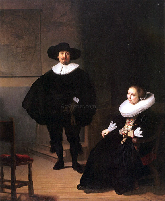  Rembrandt Van Rijn Portrait of a Couple in an Interior - Art Print