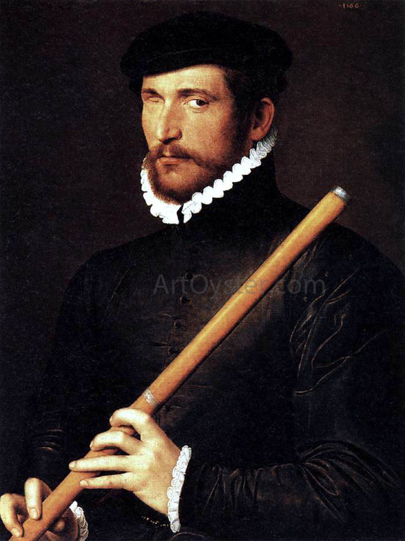  Unknown Painters Masters Portrait of a Flautist with One Eye - Art Print