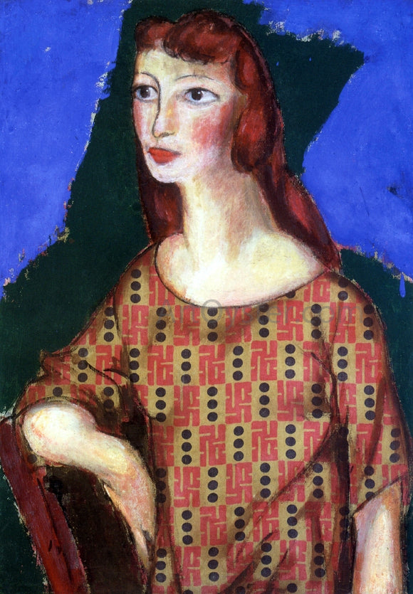  Alfred Henry Maurer Portrait of a Girl in a Flowered Dress - Art Print