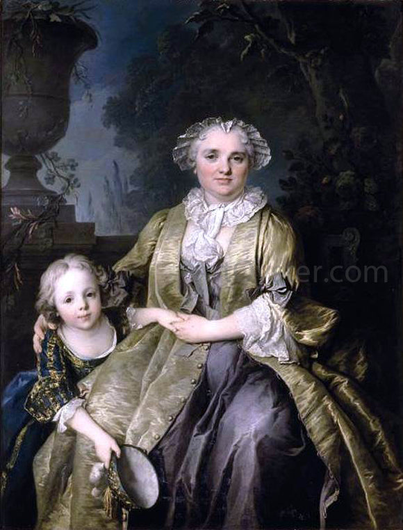  Louis Tocque Portrait of a Lady and Her Daughter - Art Print