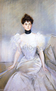  Paul Cesar Helleu Portrait of a Lady With A Fan - Art Print