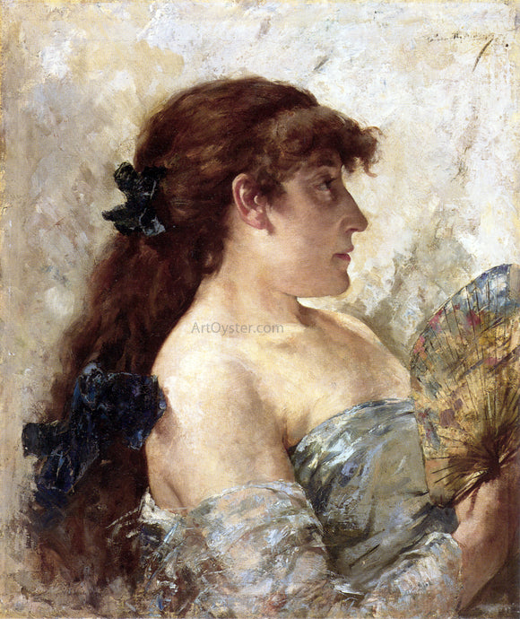  Theo Van Rysselberghe Portrait of a Lady with a Fan - Art Print