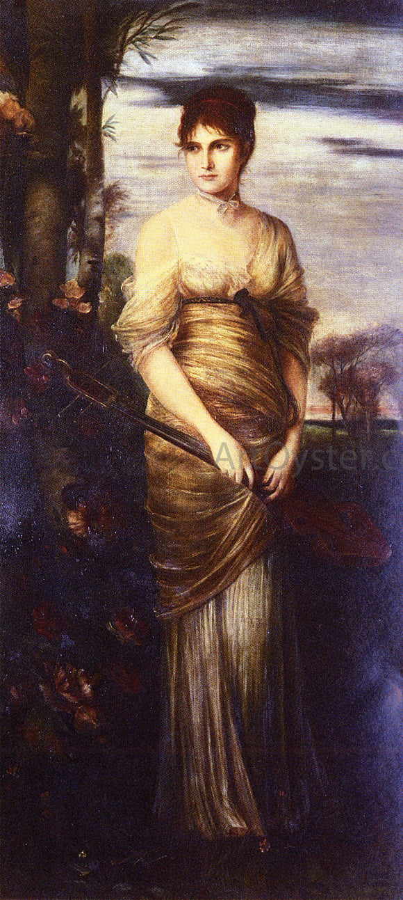  Hermann Kaulbach Portrait of a Lady with a Mandolin - Art Print