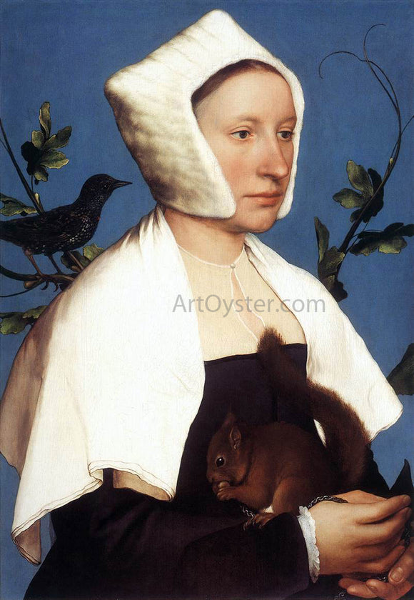  The Younger Hans Holbein Portrait of a Lady with a Squirrel and a Starling - Art Print