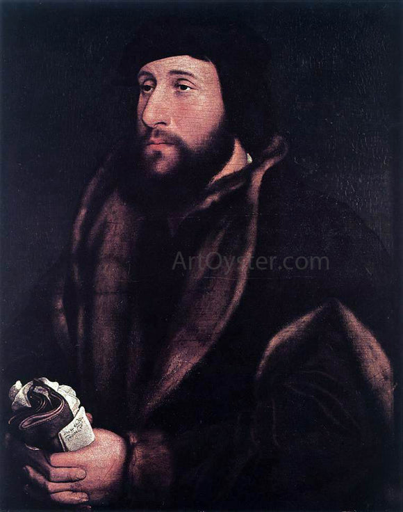 The Younger Hans Holbein Portrait of a Man Holding Gloves and Letter - Art Print