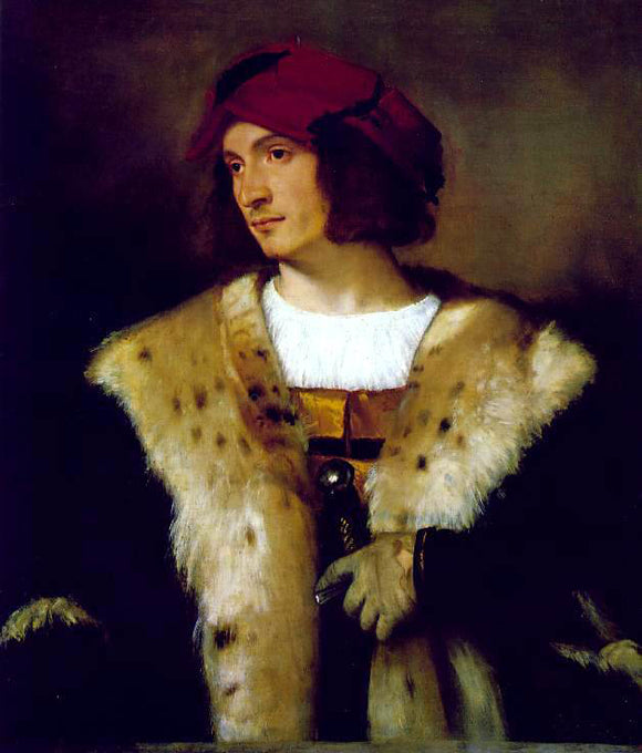  Titian Portrait of a Man in a Red Cap - Art Print
