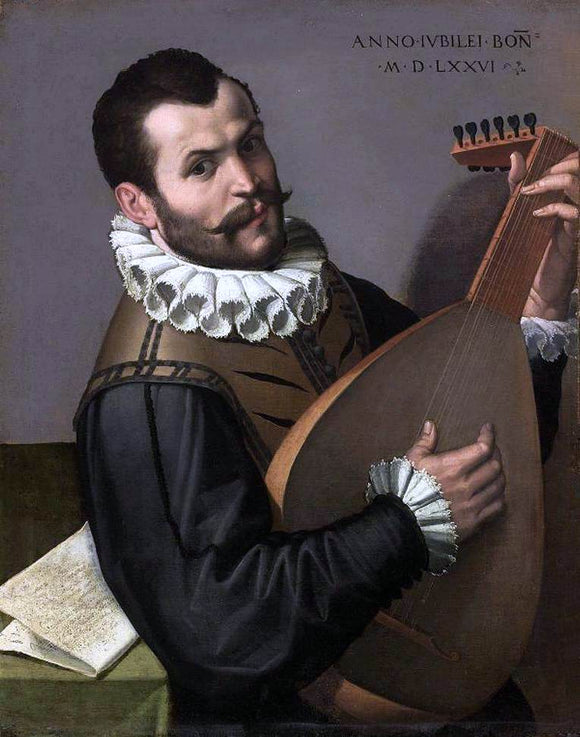  Bartolomeo Passerotti Portrait of a Man Playing a Lute - Art Print