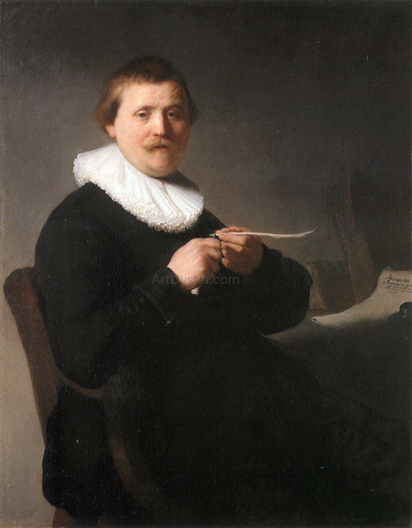  Rembrandt Van Rijn Portrait of a Man Sharpening a Pen - Art Print