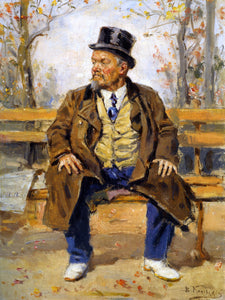  Vladimir Egorovich Makovsky A Portrait of a Man Sitting on a Park Bench - Art Print