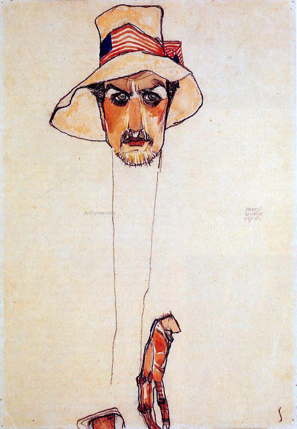  Egon Schiele Portrait of a Man with a Floppy Hat (also known as Portrait of Erwin Dominilk Osen) - Art Print