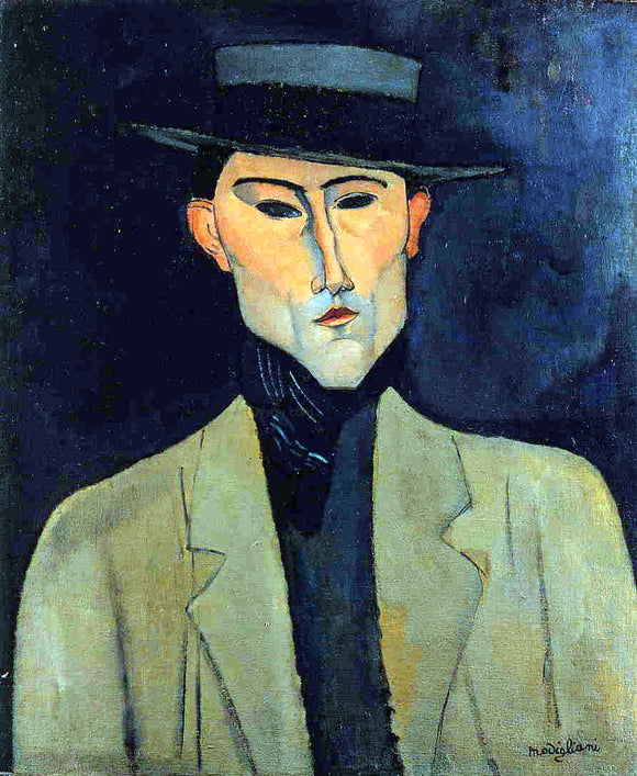  Amedeo Modigliani Portrait of a Man with Hat (also known as Jose Pacheco?) - Art Print