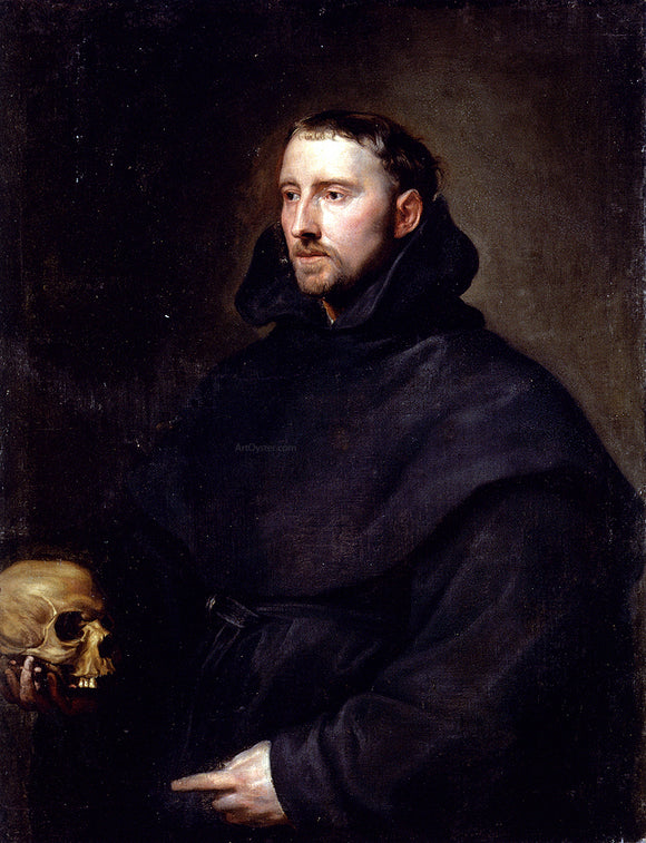  Sir Antony Van Dyck Portrait Of A Monk Of The Benedictine Order, Holding A Skull - Art Print