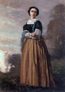  Jean-Baptiste-Camille Corot Portrait of a Standing Woman - Art Print