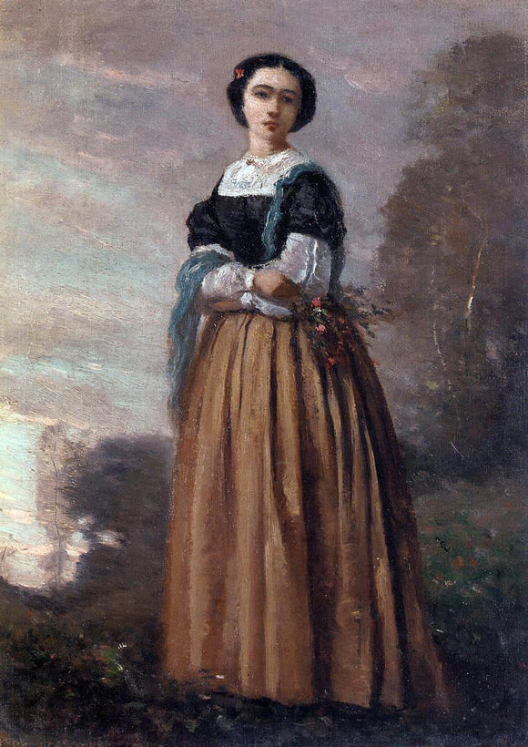  Jean-Baptiste-Camille Corot Portrait of a Standing Woman - Art Print