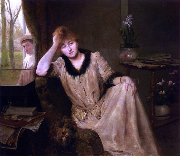  Henri Rondel Portrait of a Woman in an Elegant Interior - Art Print