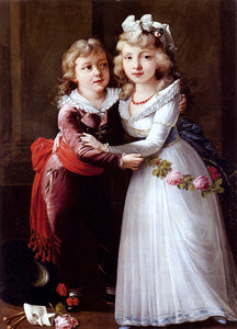  Joseph Dorffmeister Portrait of a Young Boy and Girl - Art Print