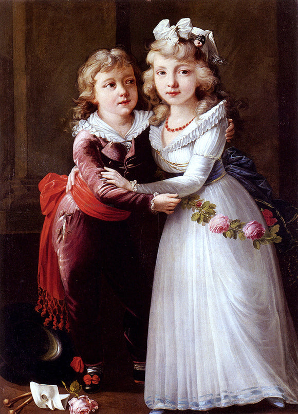  Joseph Dorffmeister Portrait of a Young Boy and Girl - Art Print