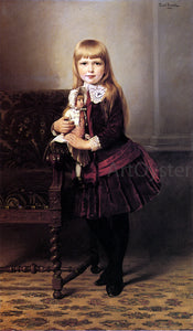  Emil Brack Portrait of a Young Girl Holding a Doll - Art Print