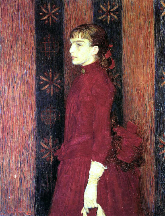  Theo Van Rysselberghe Portrait of a Young Girl in Red - Art Print