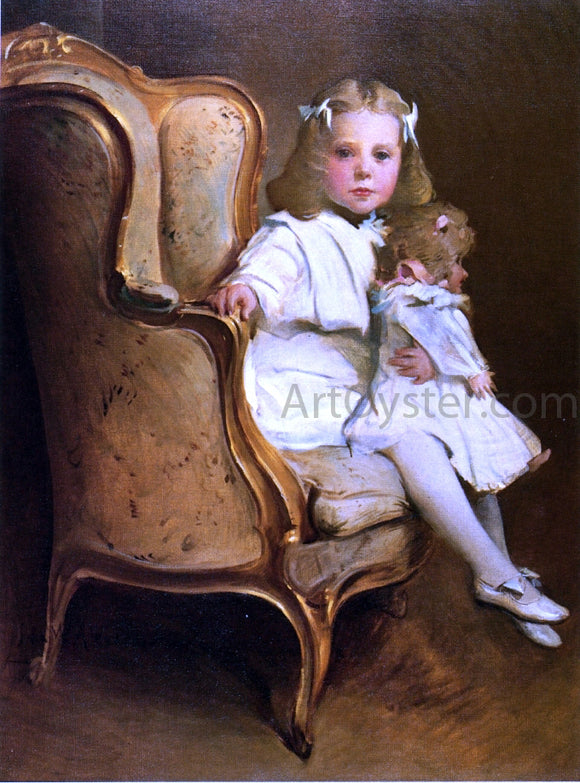  John White Alexander Portrait of a Young Girl with Her Doll - Art Print