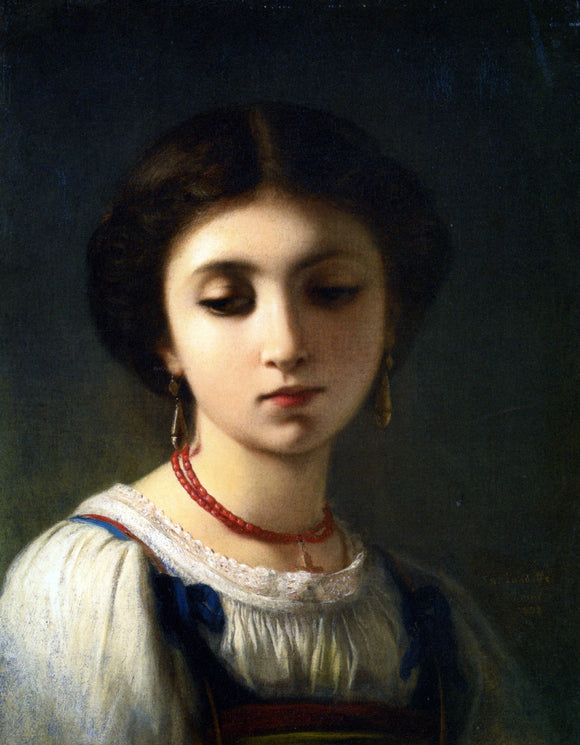  Charles Zacharie Landelle Portrait of a Young Italian Girl - Art Print