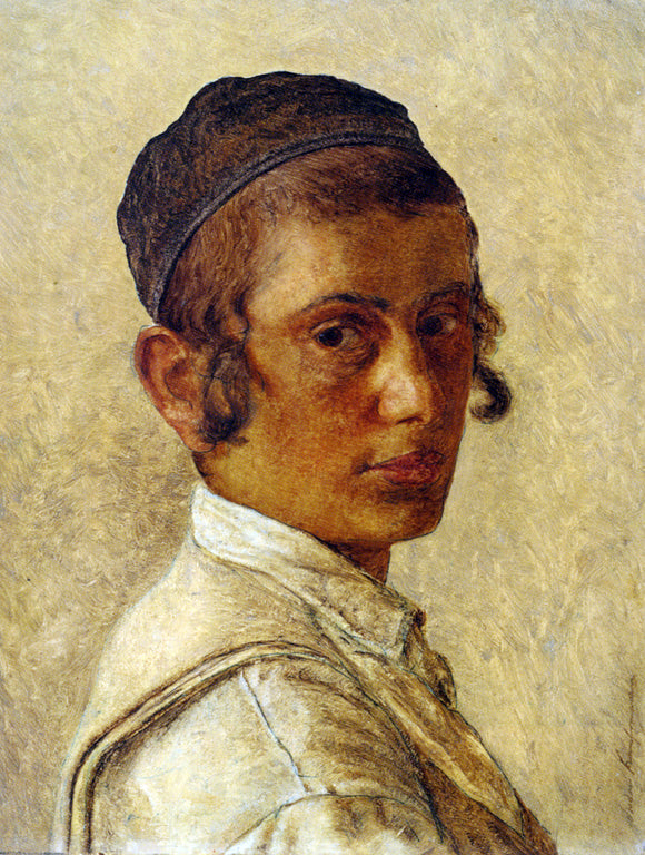  Isidor Kaufmann Portrait of a Young Orthodox Boy - Art Print