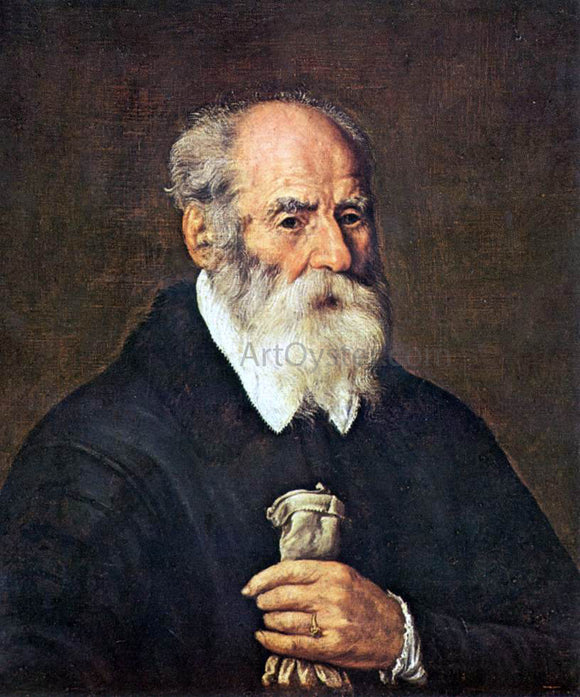  Marcantonio Bassetti Portrait of an Old Man with Gloves - Art Print