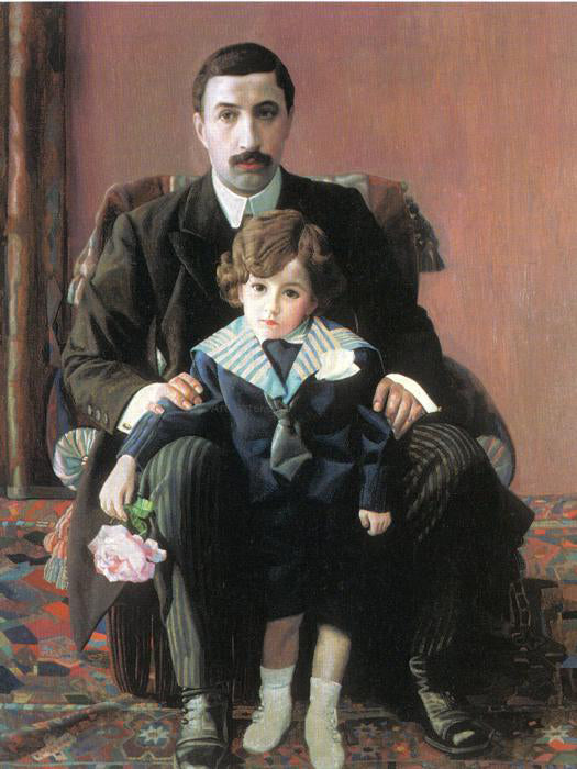  Pavel Filonov Portrait of Arman Frantsevich Aziber and His Son - Art Print