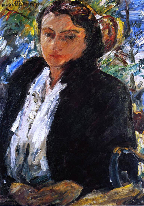  Lovis Corinth Portrait of Charlotte Berene-Corinth in a Green Velvet Jacket - Art Print