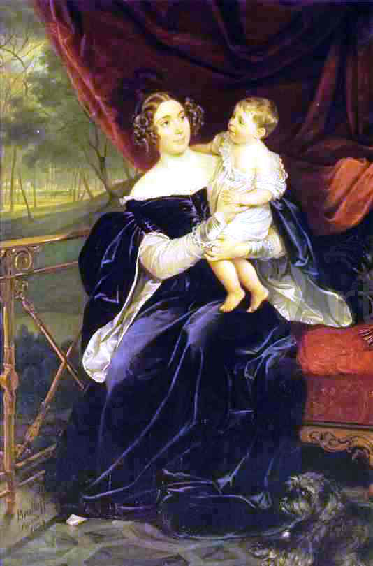  Karl Pavlovich Brulloff Portrait of Countess O.I.Orlova-Davydova and Her Daughter - Art Print