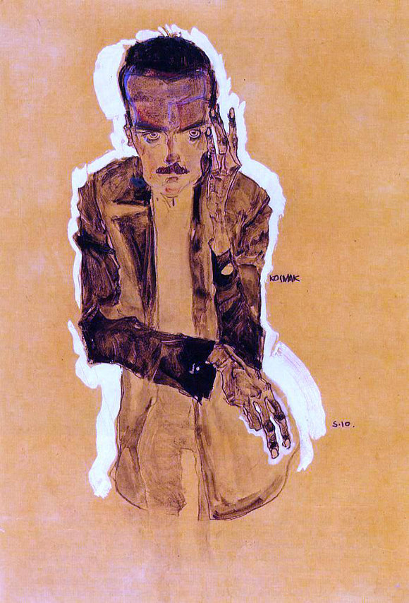  Egon Schiele Portrait of Eduard Kosmack with Raised Left Hand - Art Print