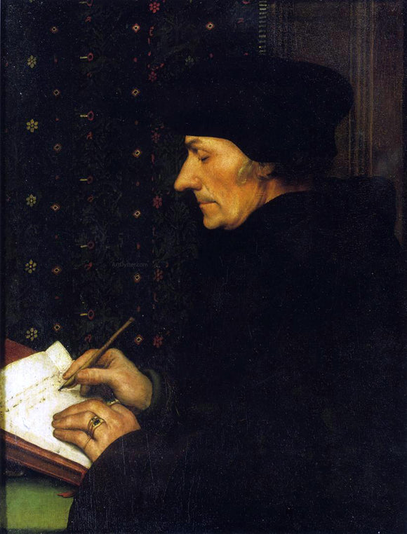  The Younger Hans Holbein Portrait of Erasmus of Rotterdam Writing - Art Print