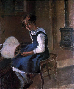  Camille Pissarro Portrait of Jeanne with a Fan - Art Print