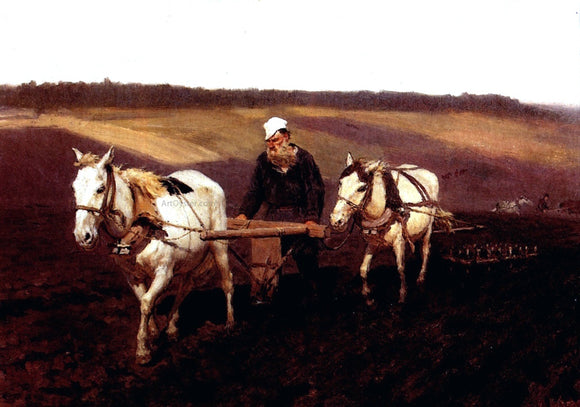  Ilia Efimovich Repin Portrait of Leo Tolstoy as a Ploughman on a Field - Art Print