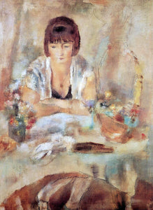  Jules Pascin Portrait of Lucy at a Table - Art Print